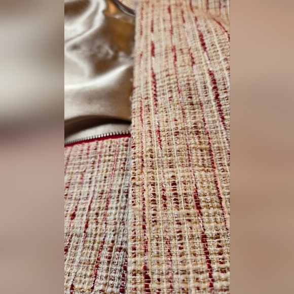 Tahari Tweed red brown cream dress - size 4 - Picture 6 of 8